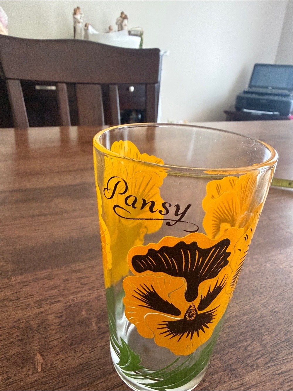 Vintage Boscul peanut butter yellow pansy drinking glass - Picture 8 of 9